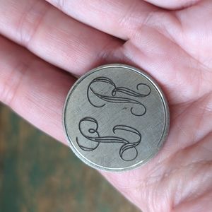 Vintage Engraved Sterling Silver "LR" Round Initial Monogram Scarf Pin Brooch